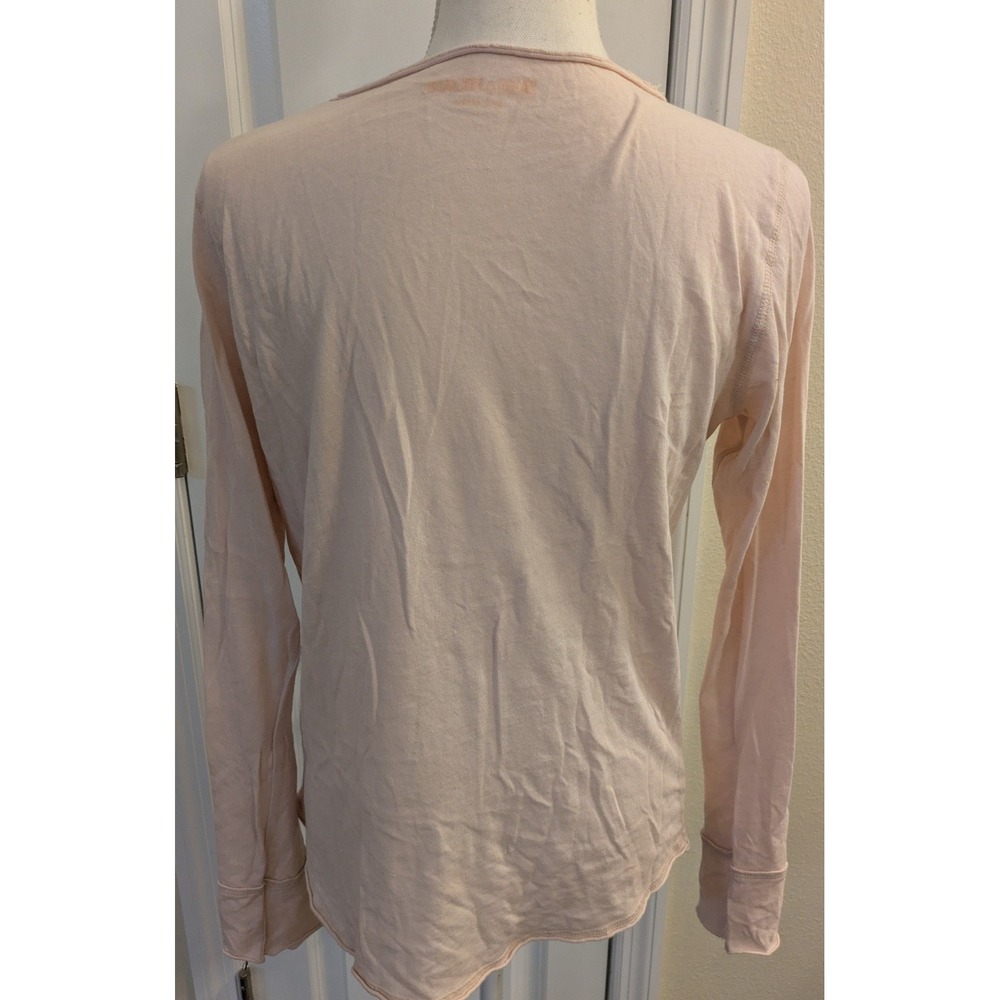 Zadig & Voltaire Tunisien Cotton Gold Skull Print Pink Henley Top Large - Picture 2 of 5
